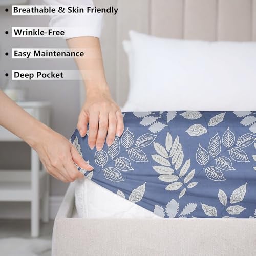 BSB HOME Premium Cotton All Round Elastic Fitted Bedsheets with 2 Pillow Covers | Double Bed with Longlasting 180 TC Supersoft Wrinklefree | for 78x72+10 Mattress (Floral, Light Grey) - Image 4