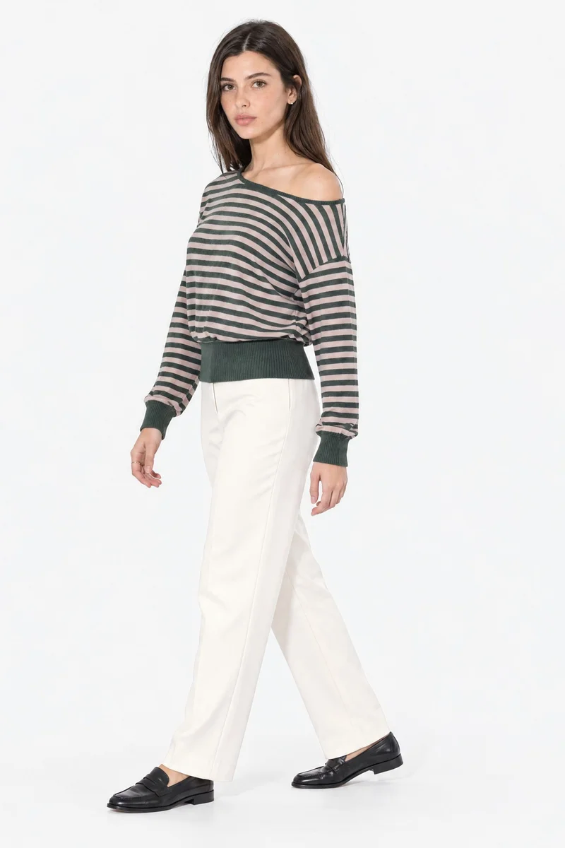 Busem BUSEM Women's Striped Long-sleeve Ribbed T-shirt
