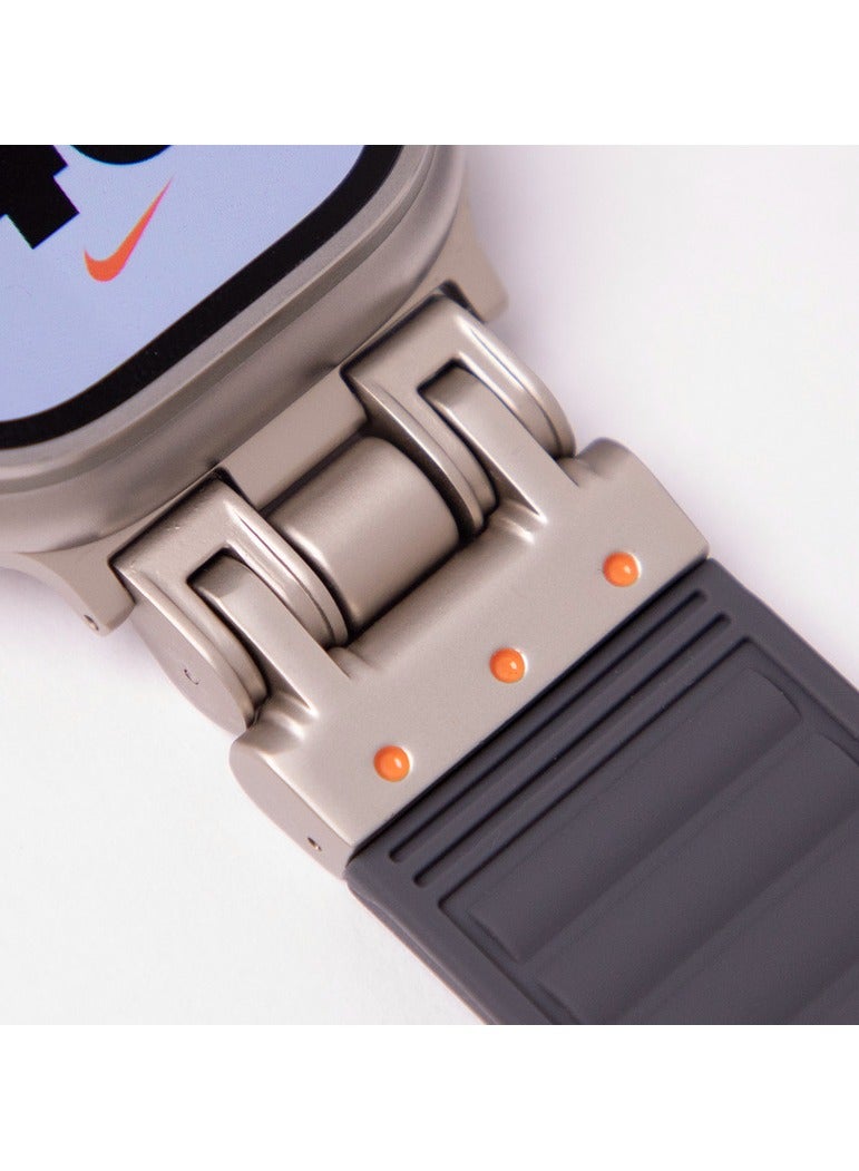 Samu Apple Watchband  For Ultra 1/2 49mm, Series 9/8/SE2/7/6/SE/5/4/3/2/1 45mm/44mm/42mm Durable Metal Connector Band - Black - Image 4