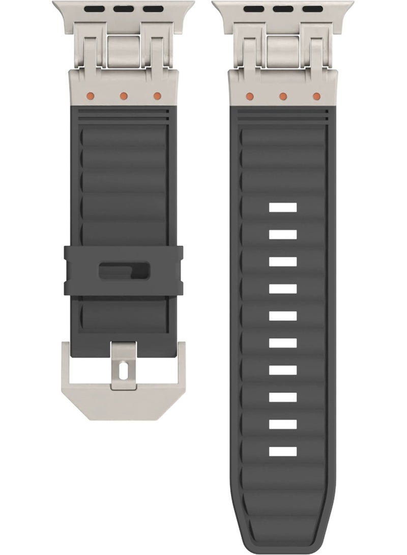 Samu Apple Watchband  For Ultra 1/2 49mm, Series 9/8/SE2/7/6/SE/5/4/3/2/1 45mm/44mm/42mm Durable Metal Connector Band - Black - Image 1