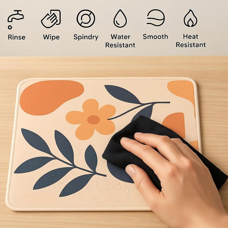 omne TECH Mousepad for Desk | Smooth Waterproof Surface, Anti-Slip Rubber Base, Durable & Comfortable Mouse Pad for Office, Laptop & Computer (RED) (Abstract Illustration) - Image 5