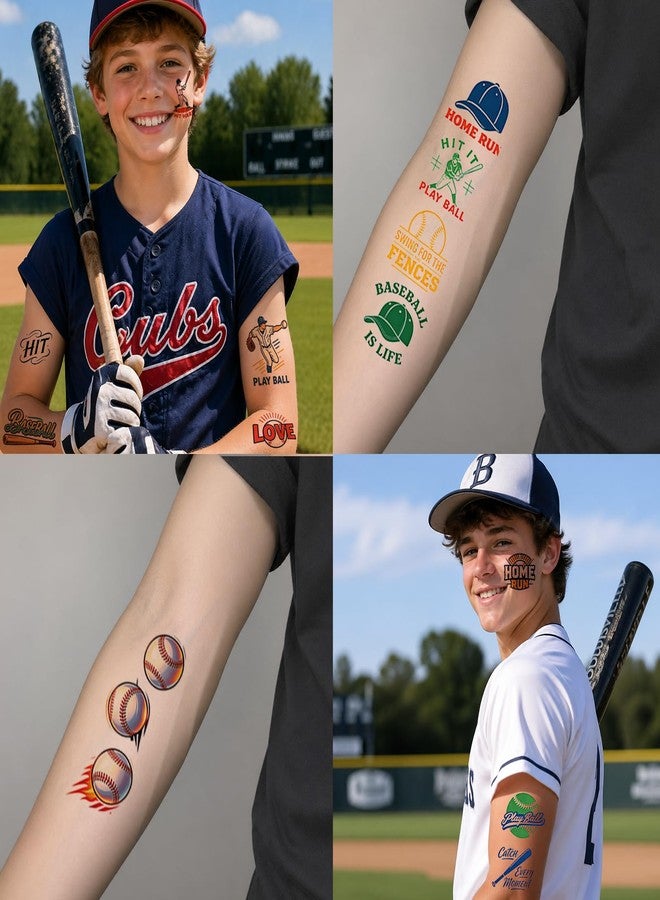 PPVWEY 126 PCS Baseball Temporary Tattoos for Kids, Sports Themed Tattoos Stickers for Birthday Party Supplies, Fun Fake Tattoos for Boys Girls Summer Olympic Gifts - Image 3