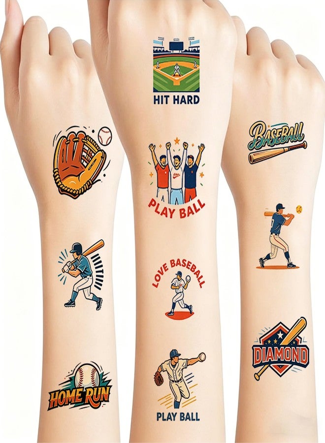 PPVWEY 126 PCS Baseball Temporary Tattoos for Kids, Sports Themed Tattoos Stickers for Birthday Party Supplies, Fun Fake Tattoos for Boys Girls Summer Olympic Gifts - Image 1
