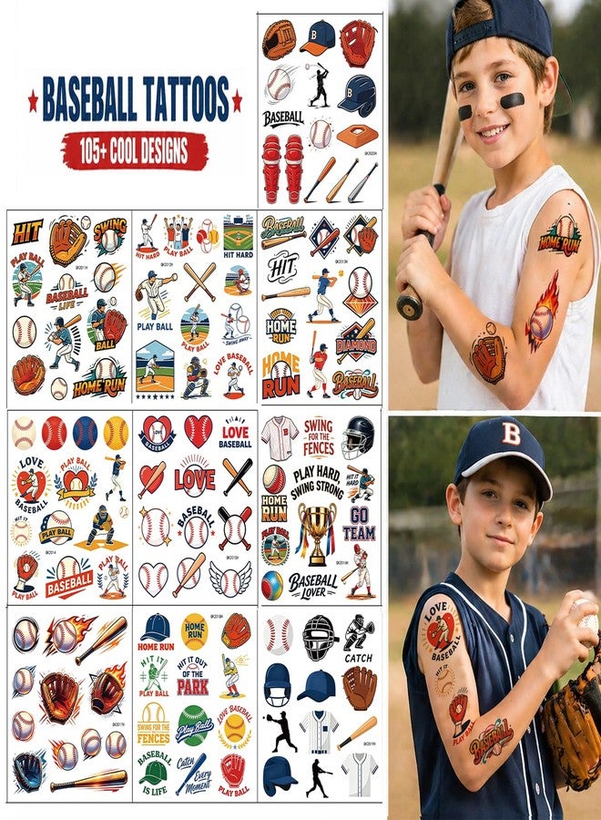 PPVWEY 126 PCS Baseball Temporary Tattoos for Kids, Sports Themed Tattoos Stickers for Birthday Party Supplies, Fun Fake Tattoos for Boys Girls Summer Olympic Gifts - Image 4