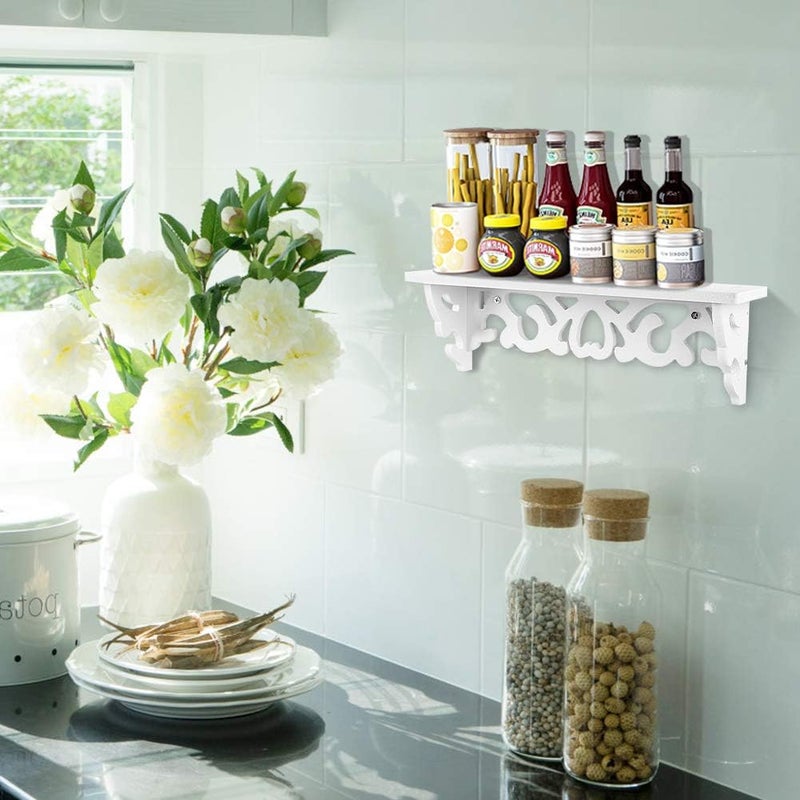 كلاراكو رف حائط عائم من كلاركو، رف حائط حديث أبيض معلق مصنوع من الخشب المنحوت، رف عرض منظم لتخزين الأشياء وتوفير المساحة، مناسب لغرفة المعيشة وغرفة النوم والمكتب والديكور المنزلي - Image 5