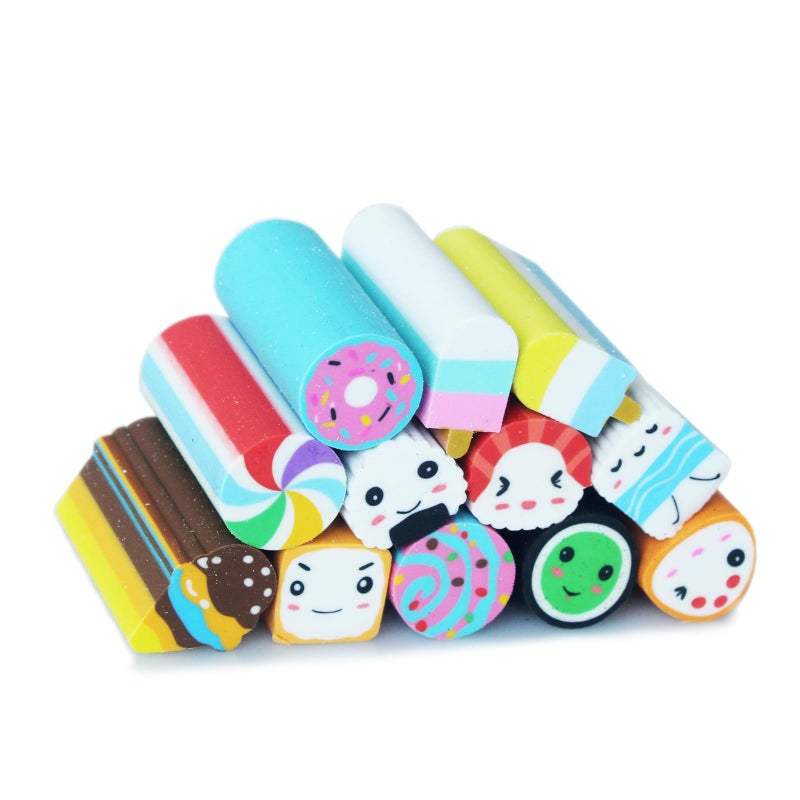 Dreamm Food Erasers 12 Pack Sushi Desserts Desk Pet Erasers for Kids Cute Fun School Supplies Prize Gifts Party Favors - Image 2