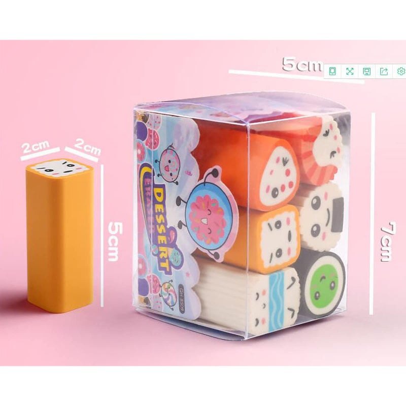 Dreamm Food Erasers 12 Pack Sushi Desserts Desk Pet Erasers for Kids Cute Fun School Supplies Prize Gifts Party Favors - Image 5