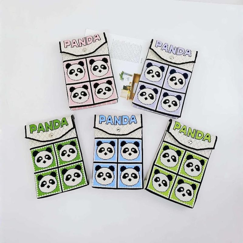 New Fashion All-Match Fashionable Knitted Bag Hand Bag Casual Cute Crossbody Bag Panda Mobile Phone Bag - Image 2