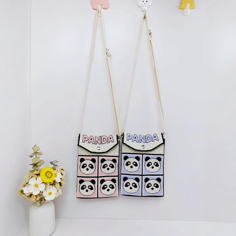 New Fashion All-Match Fashionable Knitted Bag Hand Bag Casual Cute Crossbody Bag Panda Mobile Phone Bag - Image 5