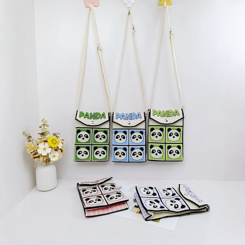 New Fashion All-Match Fashionable Knitted Bag Hand Bag Casual Cute Crossbody Bag Panda Mobile Phone Bag - Image 4