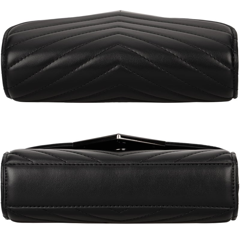 DEXMAY DM DEXMAY Women Clutch Purses Fashion Quilted Vegan Leather Envelope Evening Handbags Crossbody Bags with Chain Shoulder Strap Black - Image 5