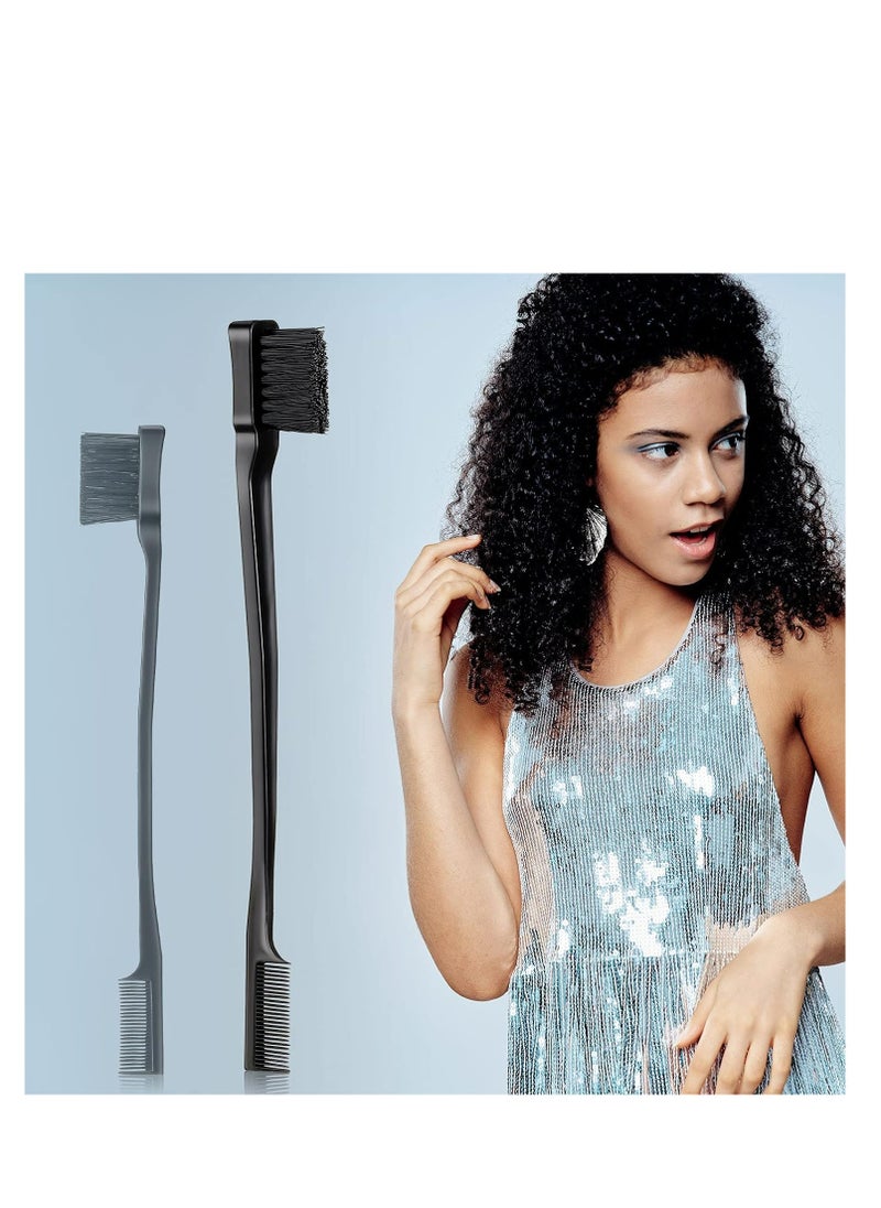 CARE AND SMILE - CARE AND SMILE Comb 3 Pcs Slick Back Hair Brush Set Bristle Hair Brush Edge Control Brush Teasing Comb for Women Baby Kids' Black Hair (Black) - Image 1