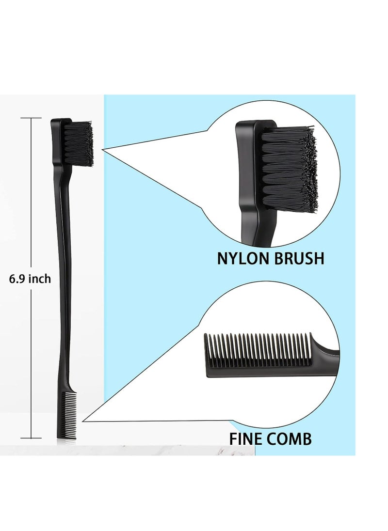 CARE AND SMILE - CARE AND SMILE Comb 3 Pcs Slick Back Hair Brush Set Bristle Hair Brush Edge Control Brush Teasing Comb for Women Baby Kids' Black Hair (Black) - Image 1