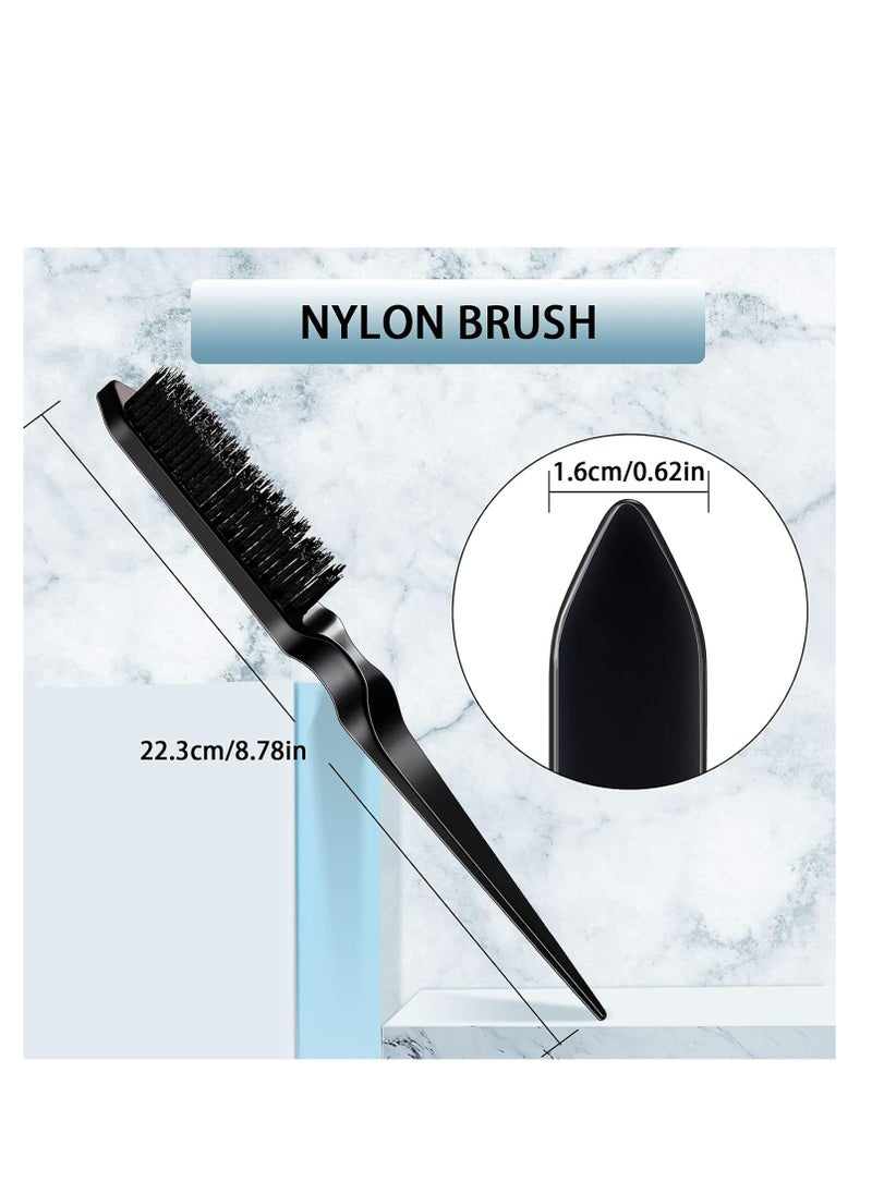CARE AND SMILE - CARE AND SMILE Comb 3 Pcs Slick Back Hair Brush Set Bristle Hair Brush Edge Control Brush Teasing Comb for Women Baby Kids' Black Hair (Black) - Image 1