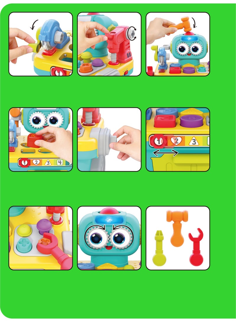 Hola 9-in-1 Robot Workbench for Toddlers 12+ Months | Kids Electronic Tool Bench with Electric Drill, Lights & Sounds | STEM Pretend Play Toy - Image 5