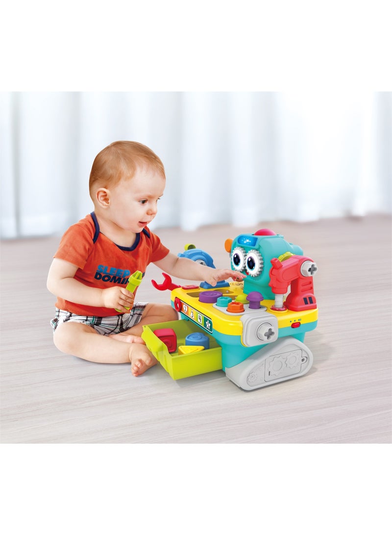 Hola 9-in-1 Robot Workbench for Toddlers 12+ Months | Kids Electronic Tool Bench with Electric Drill, Lights & Sounds | STEM Pretend Play Toy - Image 1