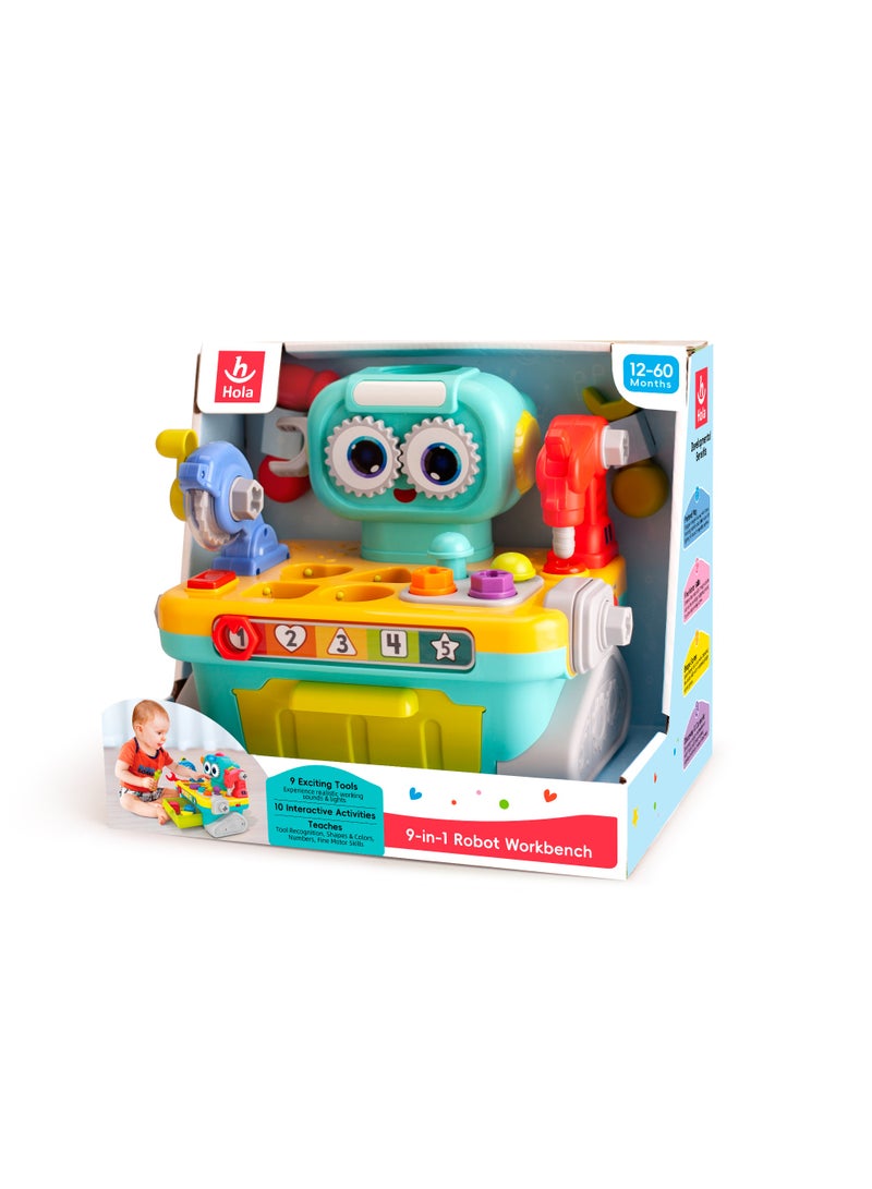 Hola 9-in-1 Robot Workbench for Toddlers 12+ Months | Kids Electronic Tool Bench with Electric Drill, Lights & Sounds | STEM Pretend Play Toy - Image 3