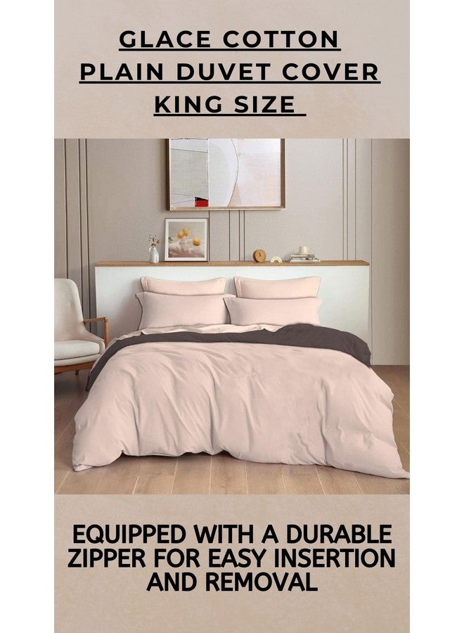 TIB 140 TC Glace Cotton Plain Duvet Cover King Size|Blanket Cover Double Bed|Quilt Cover Double Bed with Zipper 140 GSM, 90x100, Nude Pink - Image 3