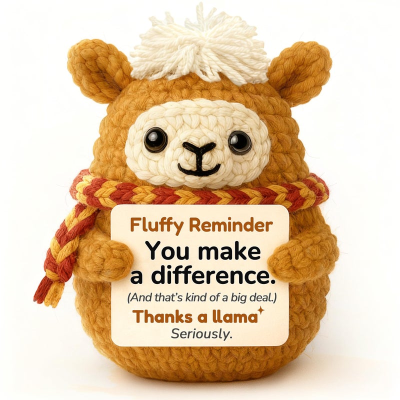 Krinisou Positive Animals Crochet Llama, Funny Thank You Appreciation Gift for Coworkers, Boss, Friends or Teachers, Cute Farewell and Goodbye Present, You Make a Difference Gift for Women and Men - Image 1