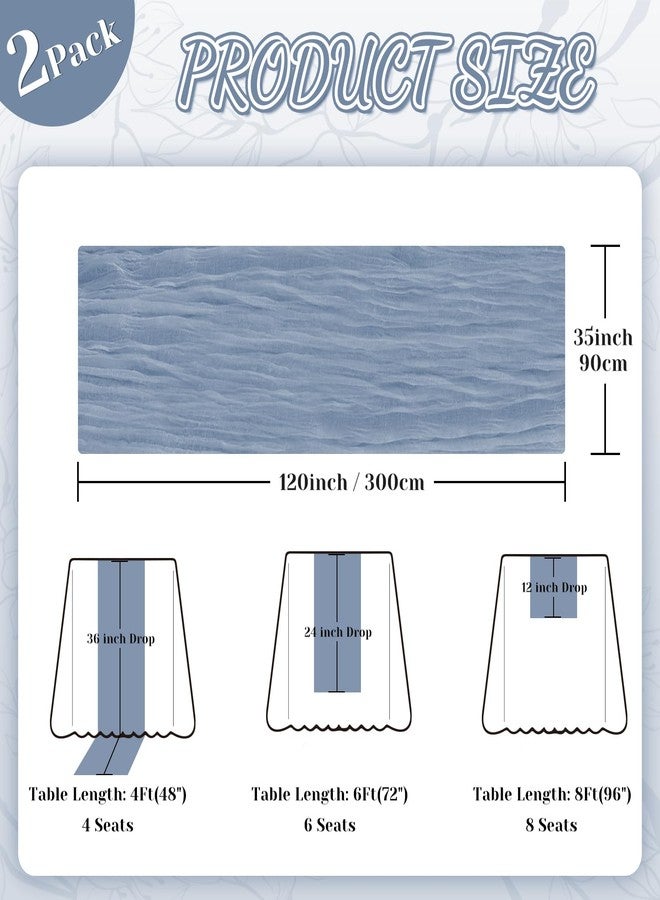 Jamestry 2 Pack Dusty Blue Cheesecloth Table Runner, 10Ft Boho Gauze Cheese Cloth Table Runners for Wedding, Party, Dinner, Baby Shower, 120 Inches Long Table Runner for Easter, Father's Day Decor - Image 4
