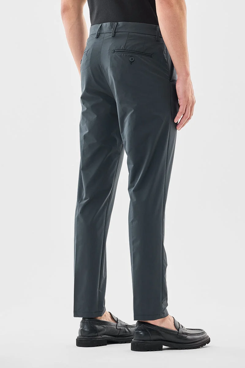 SNITCH Grey 100% Elastomultiester Stretch Slim Fit Chinos for Men | Best Price UAE