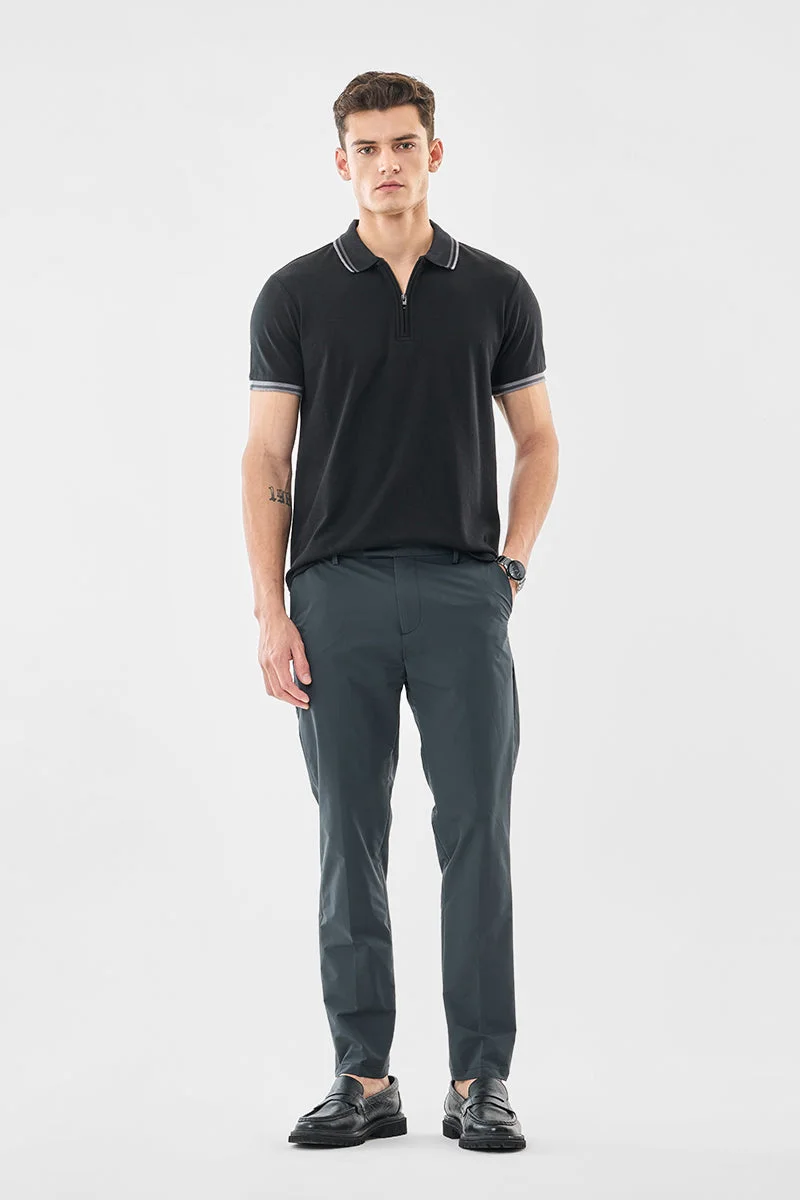 SNITCH Grey 100% Elastomultiester Stretch Slim Fit Chinos for Men | Best Price UAE