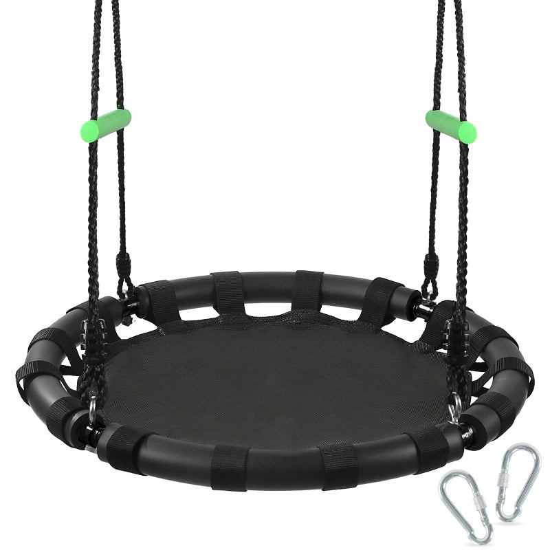 ZBZBML Tree Swing with PP Mat - Durable, Safe, and Easy to Install,Black Outdoor Saucer Swing,Flying Saucer Web Circle Swing for Yard Garden Playground Park (24 inches Diameter) - Image 1