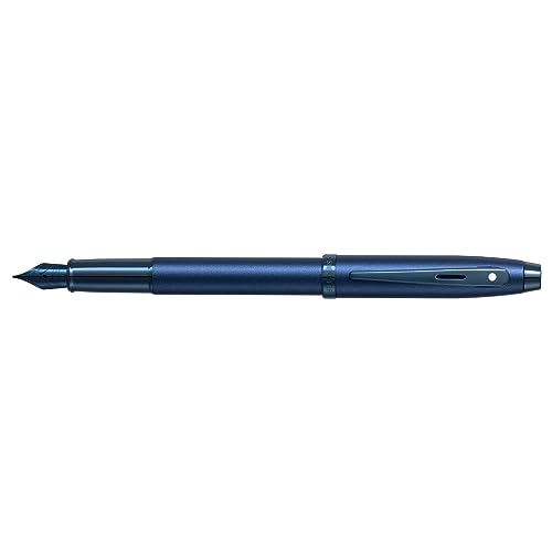 SHEAFFER قلم حبر سائل شيفر هدية 100 9371 أزرق ساتان مع حواف زرقاء | قلم حبر سائل بحجم متوسط | مجموعة هدايا قلم مميزة - Image 3