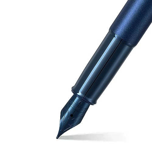 SHEAFFER قلم حبر سائل شيفر هدية 100 9371 أزرق ساتان مع حواف زرقاء | قلم حبر سائل بحجم متوسط | مجموعة هدايا قلم مميزة - Image 2