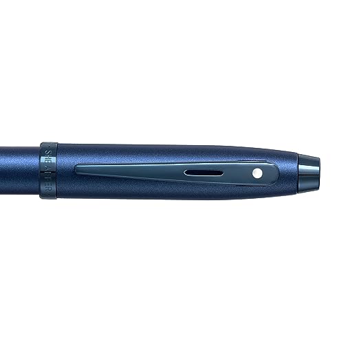 SHEAFFER قلم حبر سائل شيفر هدية 100 9371 أزرق ساتان مع حواف زرقاء | قلم حبر سائل بحجم متوسط | مجموعة هدايا قلم مميزة - Image 4