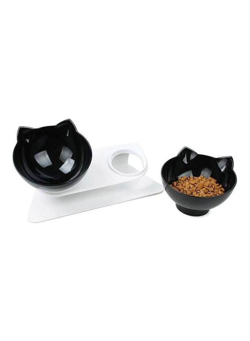 Meetion Cat Food Feeding Bowl Raised with Stand Cat Food Water Bowl for Cats and Small Dog (Black/White) - Image 3