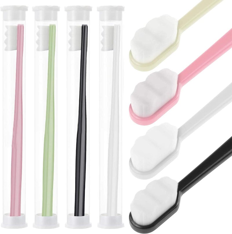 KASTWAVE Extra Soft Toothbrush for Sensitive Gums, Micro Nano Manual Toothbrushes with 20000 Soft Floss Bristle for Pregnant Women, Elderly, Adult, Kid, Braces and Gum Recessions (Black, White, Green, Pink) - Image 1