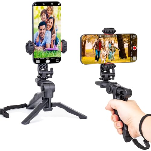 Zeadio Smartphone Tripod Mount Adapter with Desktop Tripod, Selfie Stick Monopod Adjustable Clamp, Fits for All iPhone and Android Smartphones - Image 1