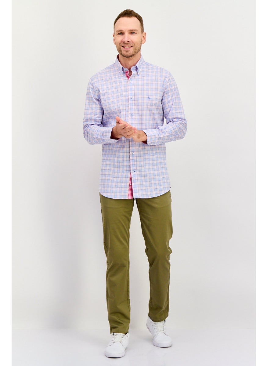 Tailorbyrd Men Regular Fit Check Long Sleeves Casual Shirt, Light Blue  - Image 3