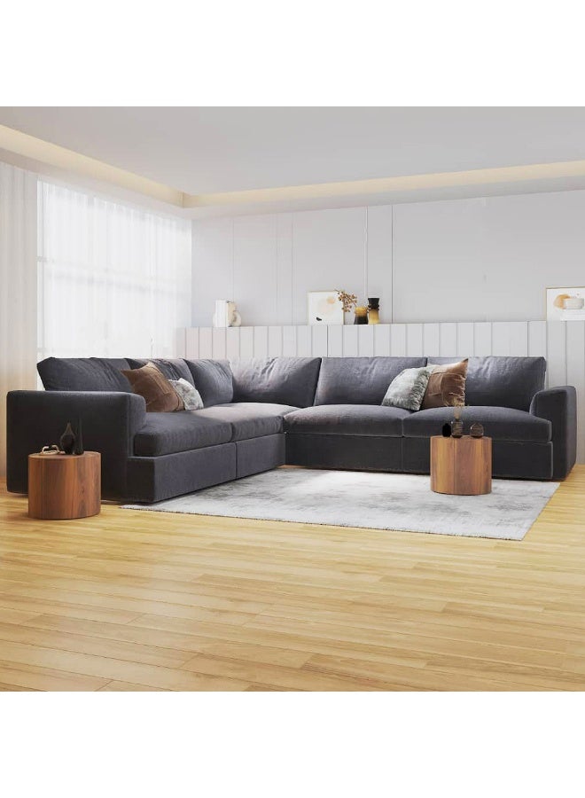 الهوم كنبة زاوية 6 مقاعد شكل حرفL مقاس 300x300x95x90 سم - رمادي - Image 1