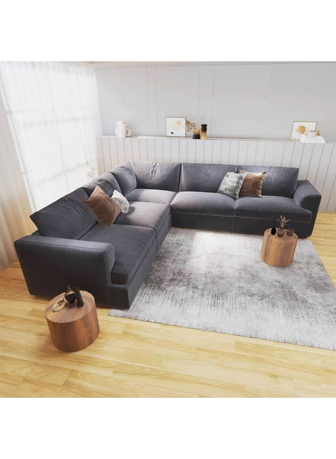 الهوم كنبة زاوية 6 مقاعد شكل حرفL مقاس 300x300x95x90 سم - رمادي - Image 4