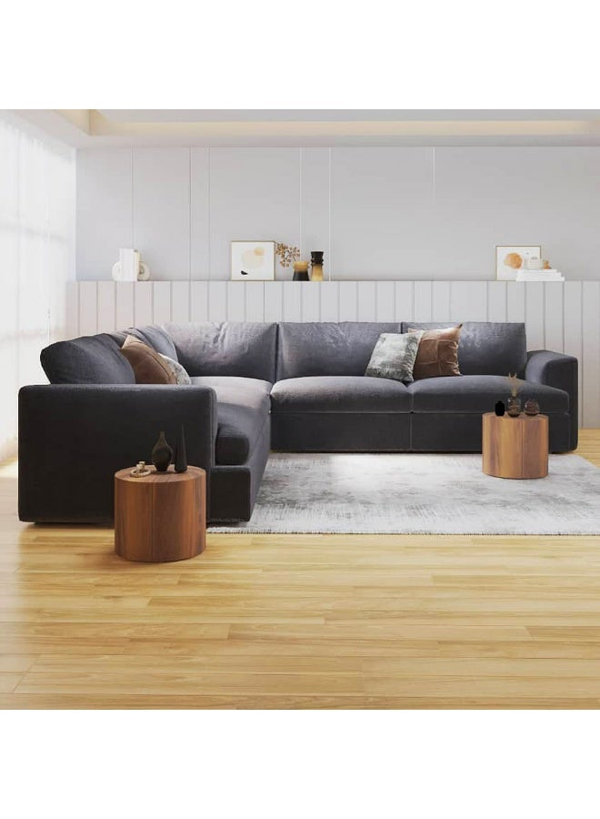 الهوم كنبة زاوية 6 مقاعد شكل حرفL مقاس 300x300x95x90 سم - رمادي - Image 5