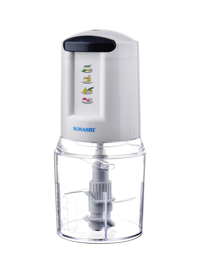 SONASHI Kitchen Chopper with Unbreakable PC Jar | Double Stainless Steel Blades Mincer with 2 Speeds | Overheat Protection and Safety Lock System | Chopping, Dicing & Mincing 500 ml 300 W SMC-22 White - Image 3