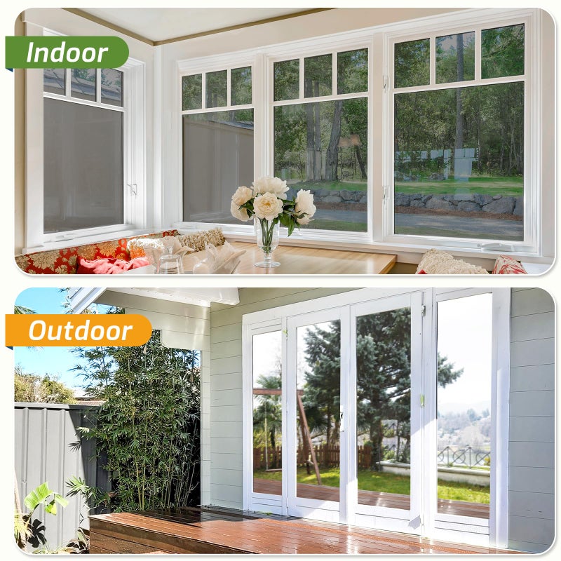 LUTE One Way Window Privacy Film, Window Tint for Home, Sun Blocking UV Heat Blocker, See Out Not in Reflective Mirror Film, Removable Static Cling Glass Door Cover, Black Silver, 17.5" x 78.7" - Image 3