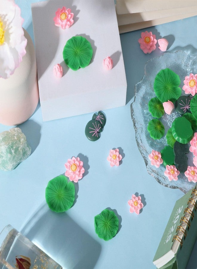 CHGCRAFT 35 Pcs 7 Style Miniature Resin Water Lily Pads Miniature Artificial Floating Lotus Flowers Tank Decoration for Terrariums Fairy Garden Pool Patio Pond Wedding Decor - Image 5