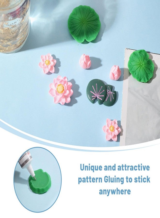 CHGCRAFT 35 Pcs 7 Style Miniature Resin Water Lily Pads Miniature Artificial Floating Lotus Flowers Tank Decoration for Terrariums Fairy Garden Pool Patio Pond Wedding Decor - Image 4