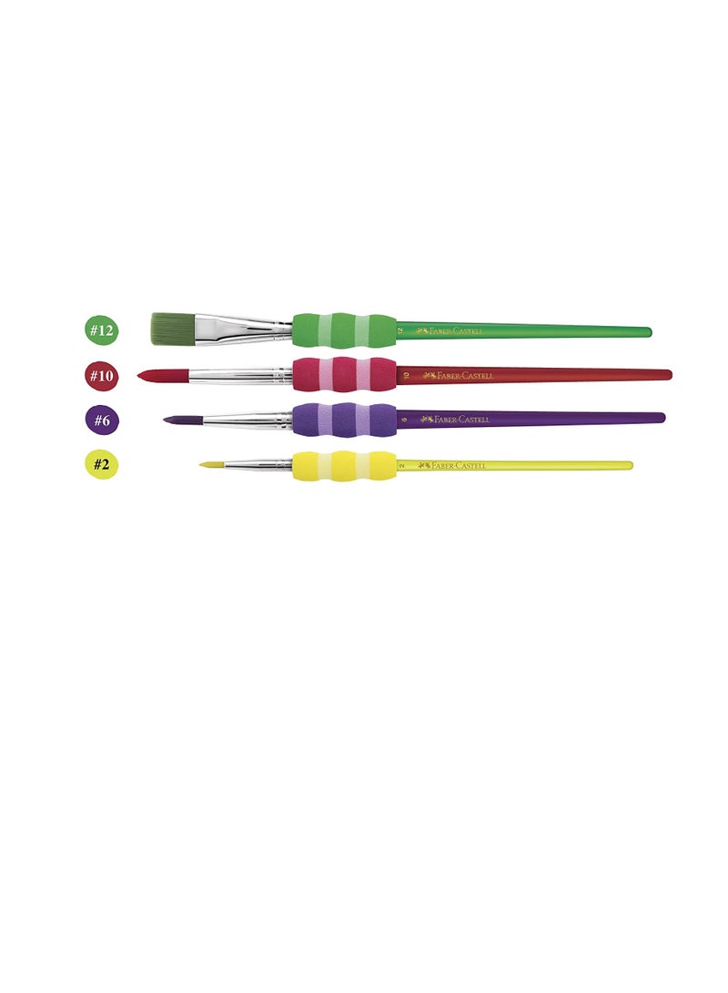 Faber-CastellGRIP PAINT BRUSHES ROUND & FLAT COMBINATION 4PC 2,6,10,12, Green, F181600, 2x 4 Pinsel - Image 2