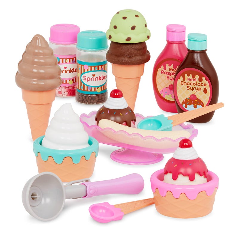 Battat â€“ Play Circle â€“ Toy Food â€“ Ice Cream Set â€“ Kitchen Accessories for Kids â€“ Pretend Play â€“ Sweet Treats Ice Cream Parlour â€“ 3+ Years(21 Pieces) - Image 1