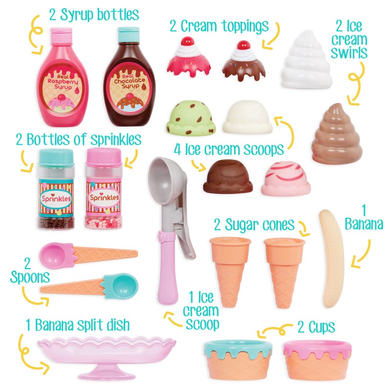 Battat â€“ Play Circle â€“ Toy Food â€“ Ice Cream Set â€“ Kitchen Accessories for Kids â€“ Pretend Play â€“ Sweet Treats Ice Cream Parlour â€“ 3+ Years(21 Pieces) - Image 2