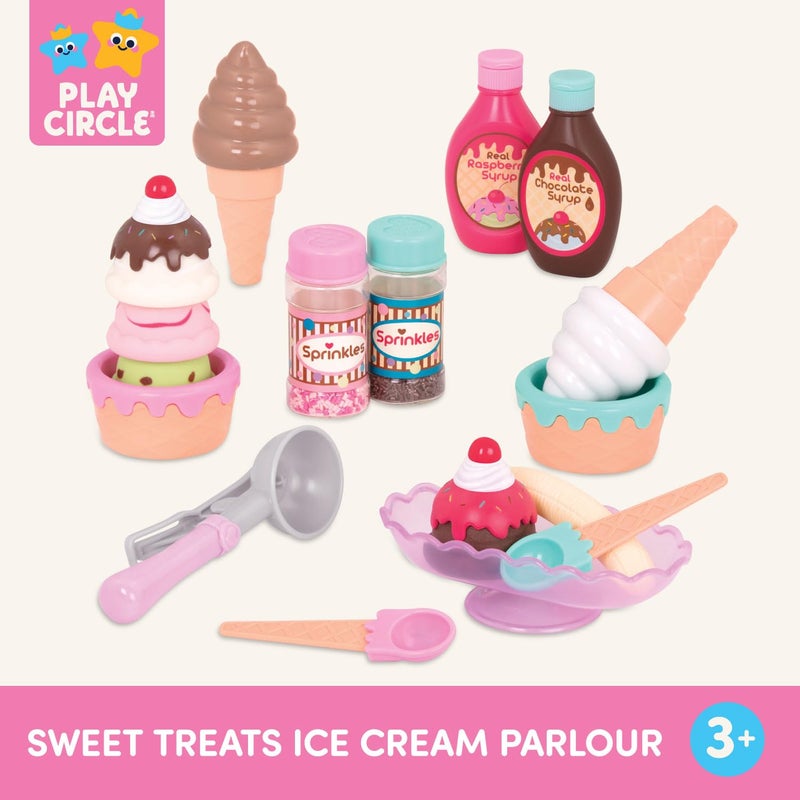 Battat â€“ Play Circle â€“ Toy Food â€“ Ice Cream Set â€“ Kitchen Accessories for Kids â€“ Pretend Play â€“ Sweet Treats Ice Cream Parlour â€“ 3+ Years(21 Pieces) - Image 4