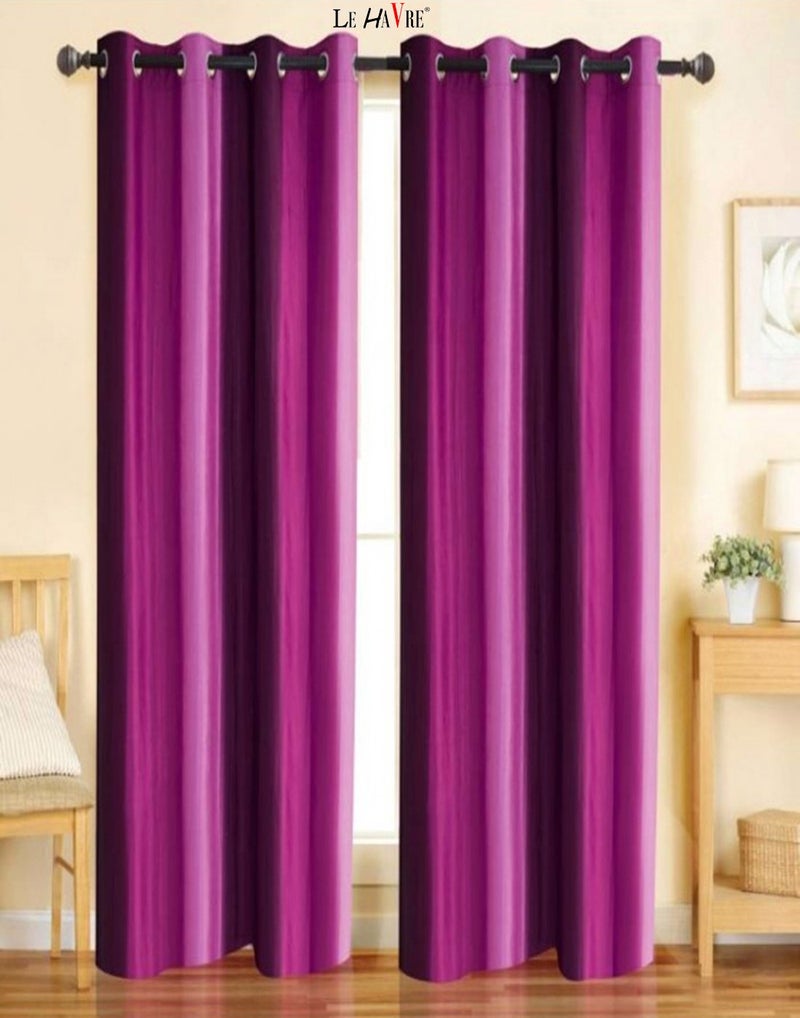 Milan Italian Curtain 7D Hybrid Printed Set of 2 Multi Color,Window- 4ft x 5ft,(Wine, Violet & Purple) - Image 1