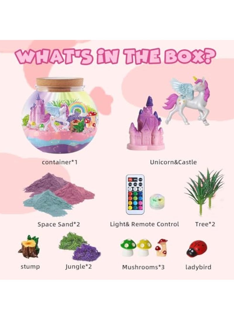 Arabest Unicorn Terrarium Crafts Kit, DIY Unicorn Toys Kit for Kids Girls, Unicorn Arts and Craft, LED Night Light Christmas Gifts Birthday Gift for Girls (Unicorn) - Image 3