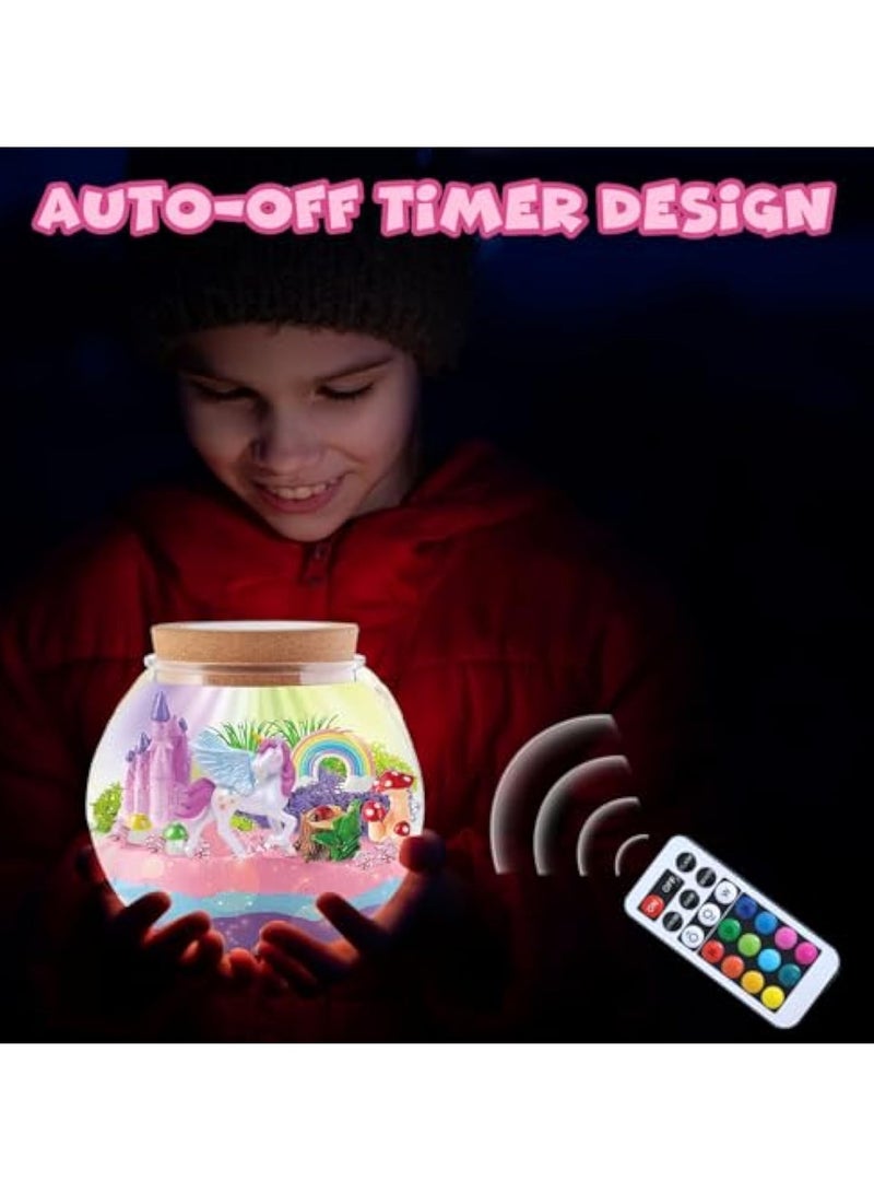Arabest Unicorn Terrarium Crafts Kit, DIY Unicorn Toys Kit for Kids Girls, Unicorn Arts and Craft, LED Night Light Christmas Gifts Birthday Gift for Girls (Unicorn) - Image 5