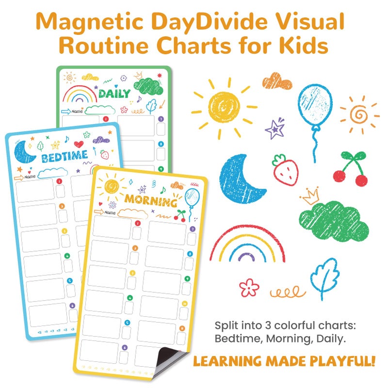 JJPRO Magnetic Bedtime/Morning/Daily Routine Chart for Kids with Reward Jar-Morning Routine Chart,Daily Checklist Reward Chart for Toddlers,Reward Jar for Kids,Cute Visual Schedule Board for Home - Image 2