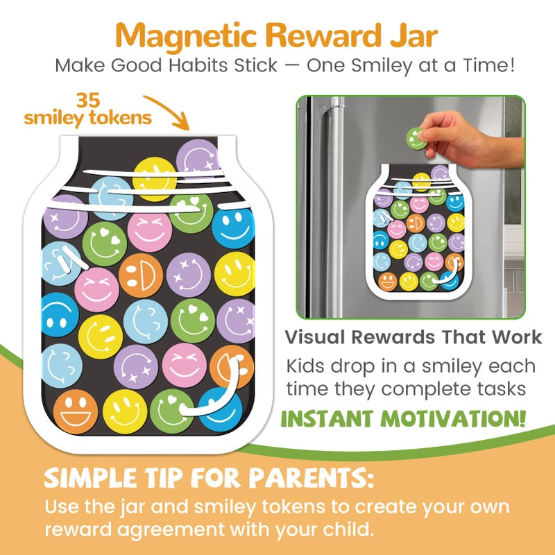 JJPRO Magnetic Bedtime/Morning/Daily Routine Chart for Kids with Reward Jar-Morning Routine Chart,Daily Checklist Reward Chart for Toddlers,Reward Jar for Kids,Cute Visual Schedule Board for Home - Image 3